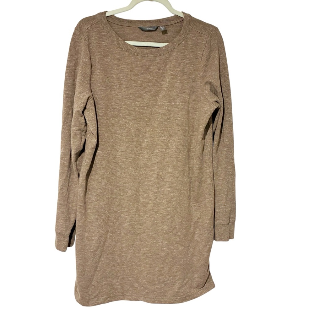 AnyBody Long SleeveKnit Asymmetrical Top Tunic Size Large Tan Lounge Sleep Gown